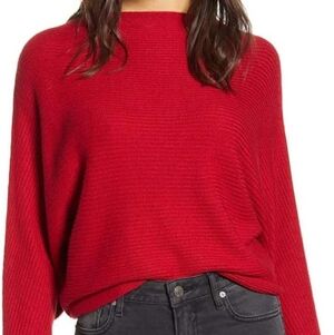 Red Ribbed Knit Sweater